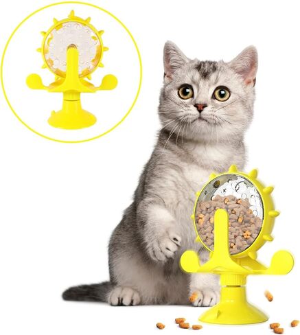 Cat Windmill Toy Turnable: Dog Treat Feeder Cat Windmill Feeder Interactive Cat Whirling Toy Pet Slow Food Toy Pet Food Leakage Toy in Saudi Arabia