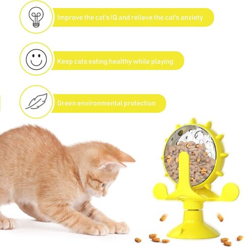Cat Windmill Toy Turnable: Dog Treat Feeder Cat Windmill Feeder Interactive Cat Whirling Toy Pet Slow Food Toy Pet Food Leakage Toy in Saudi Arabia