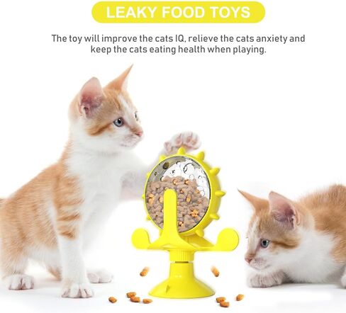 Cat Windmill Toy Turnable: Dog Treat Feeder Cat Windmill Feeder Interactive Cat Whirling Toy Pet Slow Food Toy Pet Food Leakage Toy in Saudi Arabia