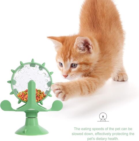 Cat Windmill Toy Turnable: Dog Treat Feeder Cat Windmill Feeder Interactive Cat Whirling Toy Pet Slow Food Toy Pet Food Leakage Toy in Saudi Arabia