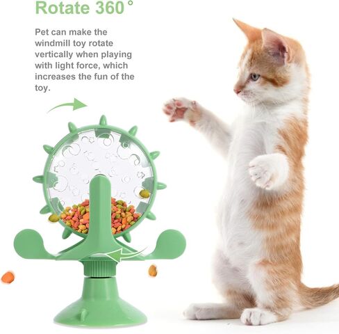 Cat Windmill Toy Turnable: Dog Treat Feeder Cat Windmill Feeder Interactive Cat Whirling Toy Pet Slow Food Toy Pet Food Leakage Toy in Saudi Arabia