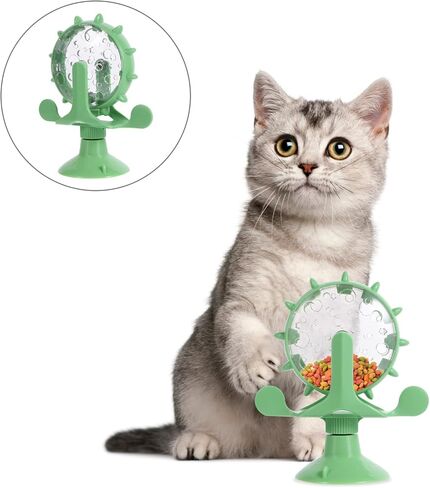 Cat Windmill Toy Turnable: Dog Treat Feeder Cat Windmill Feeder Interactive Cat Whirling Toy Pet Slow Food Toy Pet Food Leakage Toy in Saudi Arabia