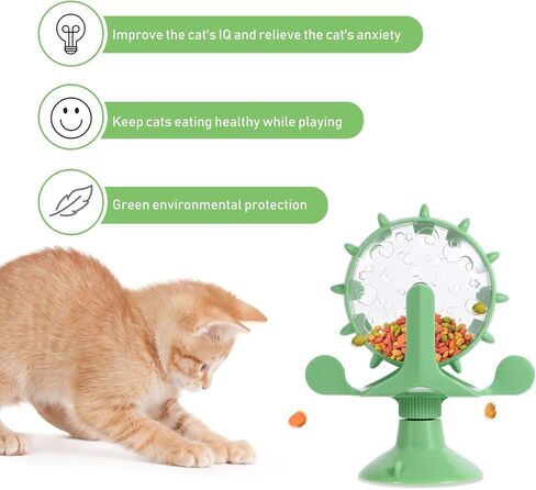 Cat Windmill Toy Turnable: Dog Treat Feeder Cat Windmill Feeder Interactive Cat Whirling Toy Pet Slow Food Toy Pet Food Leakage Toy in Saudi Arabia