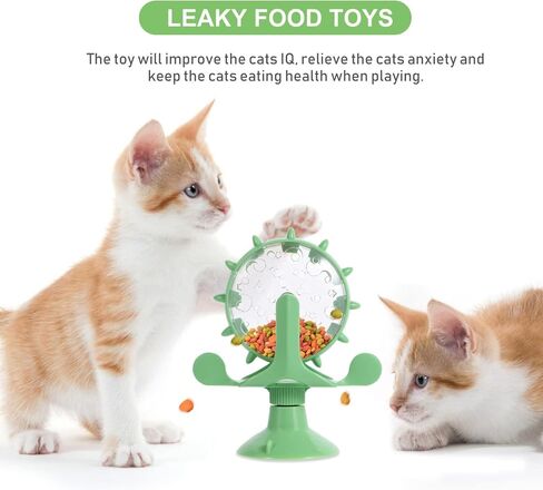 Cat Windmill Toy Turnable: Dog Treat Feeder Cat Windmill Feeder Interactive Cat Whirling Toy Pet Slow Food Toy Pet Food Leakage Toy in Saudi Arabia