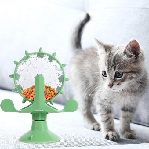 Cat Windmill Toy Turnable: Dog Treat Feeder Cat Windmill Feeder Interactive Cat Whirling Toy Pet Slow Food Toy Pet Food Leakage Toy in Saudi Arabia