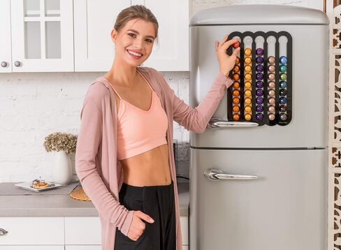Demi's Home Magnetic Coffee Pod Holder for Nespresso Original Capsules - Suitable to be Mounted on the Fridge (Black) in Kuwait