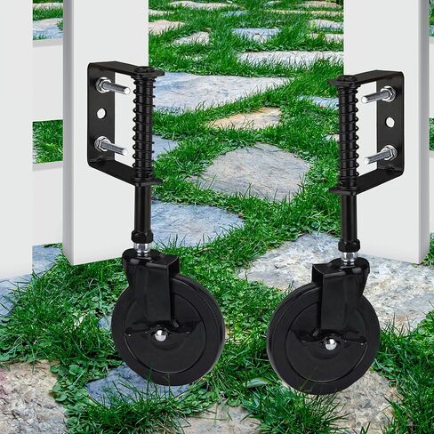 عجلات بوابة شديدة التحمل مقاس 4 بوصات للبوابة الخشبية والسياج، عجلة بوابة قابلة للتعديل محملة بنابض مع لوحة تثبيت عالمية، عجلة دعم بوابة التأرجح بدون انقطاع، عبوتان in Kuwait