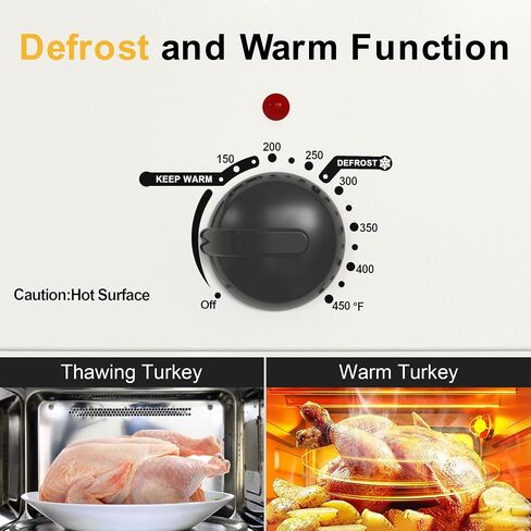 28 Quart Electric Roaster Oven with Visible & Self-Basting Lid, Large Turkey Roaster with Defrost Warm Function, Adjustable Temperature, Removable Pan Rack, Stainless Steel, Silver in Saudi Arabia