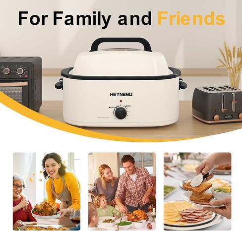 28 Quart Electric Roaster Oven with Visible & Self-Basting Lid, Large Turkey Roaster with Defrost Warm Function, Adjustable Temperature, Removable Pan Rack, Stainless Steel, Silver in Saudi Arabia
