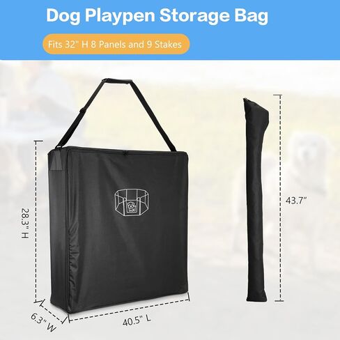 Kasla Dog Playpen Storage Bag,Suitable for Foldable Exercise Pet Playpen,RV Dog Fence Bag for Travel-Fits 32" H 8 Panels and 9 Stakes-28.3" L x 7.9" W x 32.6" H in Kuwait