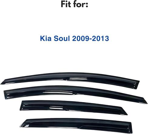 حاجب نافذة متوافق مع Kia Soul 2009-2013، شريط حماية من المطر، عاكس نافذة جانبي للتهوية الجانبية للرياح والشمس، 2009 2010 2011 2012 2013 in Kuwait