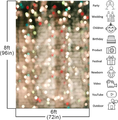 Avezano Christmas Bokeh Halos Photography Backdrop for Children Kids Portrait Phootshoot Glitters Light Bokeh Merry Xmas Party Decorations Background for Photo Studio Props (6x8ft) in Kuwait