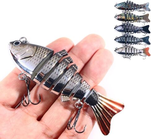 5 PCS Multi Jointed Fishing Lures for Bass,Topwater Fishing Lure Kit,Multi Jointed Swimbaits,Realistic Slow Sinking Swimming Bass Lures for Freshwater and Seawater Fishing Accessories in Saudi Arabia