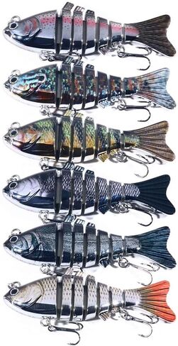 5 PCS Multi Jointed Fishing Lures for Bass,Topwater Fishing Lure Kit,Multi Jointed Swimbaits,Realistic Slow Sinking Swimming Bass Lures for Freshwater and Seawater Fishing Accessories in Saudi Arabia