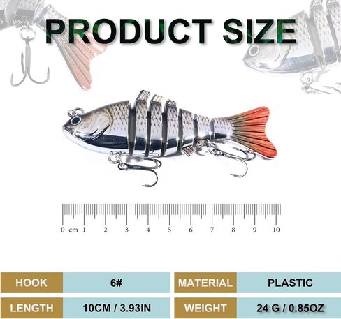 5 PCS Multi Jointed Fishing Lures for Bass,Topwater Fishing Lure Kit,Multi Jointed Swimbaits,Realistic Slow Sinking Swimming Bass Lures for Freshwater and Seawater Fishing Accessories in Saudi Arabia