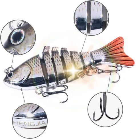 5 PCS Multi Jointed Fishing Lures for Bass,Topwater Fishing Lure Kit,Multi Jointed Swimbaits,Realistic Slow Sinking Swimming Bass Lures for Freshwater and Seawater Fishing Accessories in Saudi Arabia
