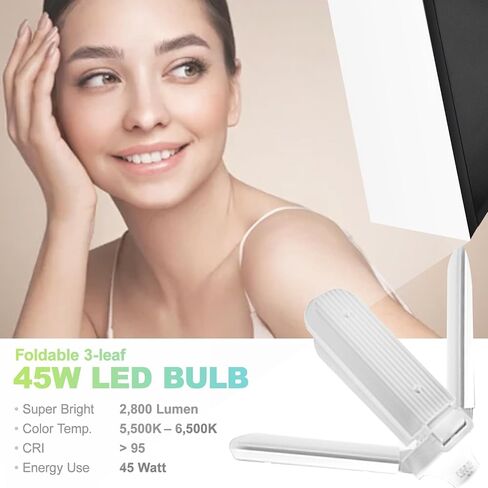LimoStudio (LED Super Bright) 45W Next Gen. Foldable LED Bulb, 7600 Lumen, 6500K, 20 x 28 in Softbox, Upgraded 11 ft. Cable Light Socket, Photo Studio Lighting Kit, AGG3433 in Saudi Arabia