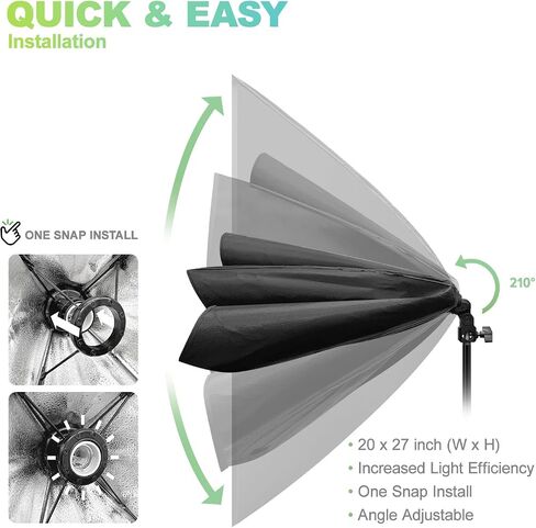 LimoStudio (LED Super Bright) 45W Next Gen. Foldable LED Bulb, 7600 Lumen, 6500K, 20 x 28 in Softbox, Upgraded 11 ft. Cable Light Socket, Photo Studio Lighting Kit, AGG3433 in Saudi Arabia