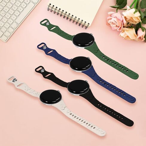 حزام نحيف منقوش بالزهور متوافق مع ساعة Google Pixel 3 مقاس 41 ملم/ساعة Google Pixel 2/ساعة Google Pixel، حزام رياضي رفيع وضيق وناعم من السيليكون على شكل زهرة منقوشة بشكل لطيف للنساء in Kuwait