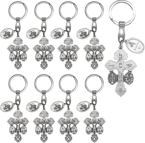 Pardon Cross Keychain with Rosary Beads, Cruz Del Perdon Catolica with St Benedict and Milagrosa Medal in Saudi Arabia