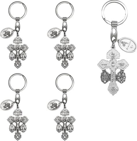 Pardon Cross Keychain with Rosary Beads, Cruz Del Perdon Catolica with St Benedict and Milagrosa Medal in Saudi Arabia