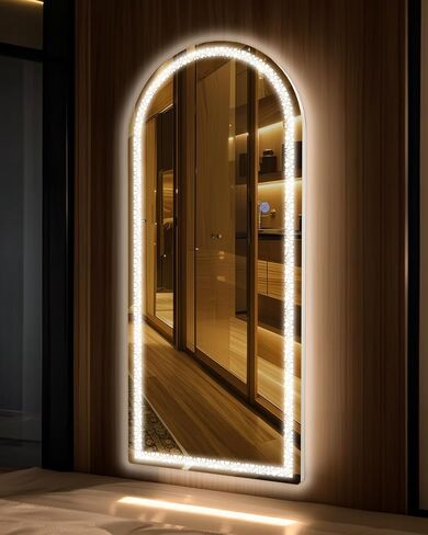 Antok Full Length Mirror with LED Light, Full Length Mirror Over The Door, 48'' x 20'' Hanging Mirror, Rectangular Wall Mirror, Light Up Door Mirror with 3 Dimmable Colors Lighting in Saudi Arabia