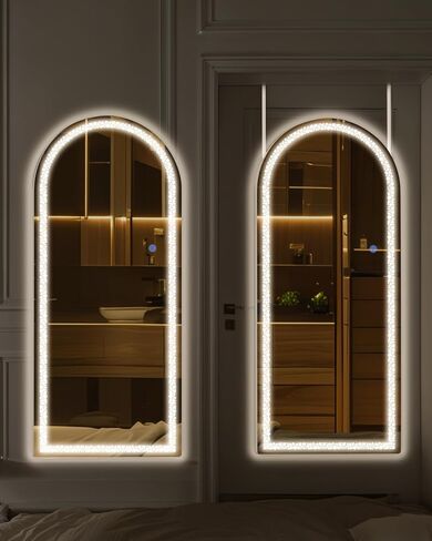 Antok Full Length Mirror with LED Light, Full Length Mirror Over The Door, 48'' x 20'' Hanging Mirror, Rectangular Wall Mirror, Light Up Door Mirror with 3 Dimmable Colors Lighting in Saudi Arabia