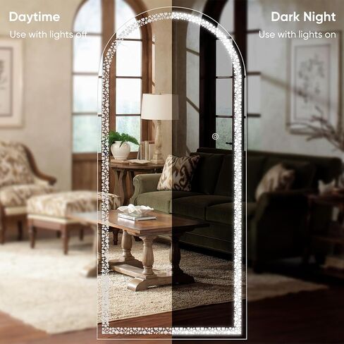 Antok Full Length Mirror with LED Light, Full Length Mirror Over The Door, 48'' x 20'' Hanging Mirror, Rectangular Wall Mirror, Light Up Door Mirror with 3 Dimmable Colors Lighting in Saudi Arabia