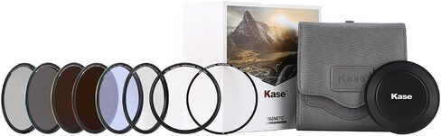 Kase KW Revolution Mega Filter Kit Magnetic Shockproof Tempered Optical Glass w Color Coded Rings inc CPL ND8 ND64 ND1000 R-MCUV Night Lens Cap & Case (49mm) in Kuwait