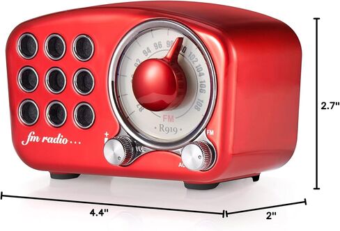 Retro Bluetooth Speaker, Vintage Radio-Greadio FM Radio with Old Fashioned Classic Style, Strong Bass Enhancement, Loud Volume, Bluetooth 5.0 Wireless Connection, TF Card and MP3 Player (RED) in Kuwait