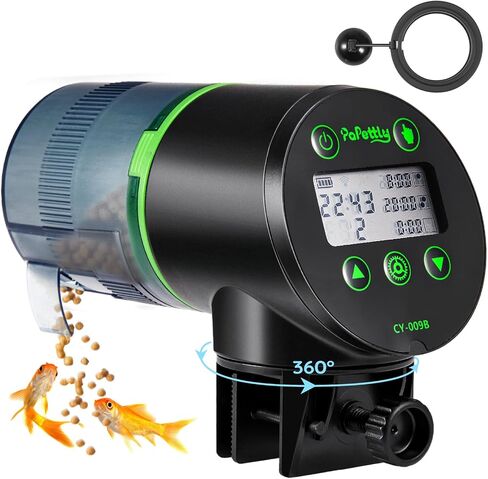 Automatic Fish Feeder for Aquarium - Fish Feeder Automatic Dispenser with Feeding Ring, Moisture-Proof Auto Fish Feeder with Timer, Fish Food Vacation Feeder with 2 AAA Batteries Included in Kuwait
