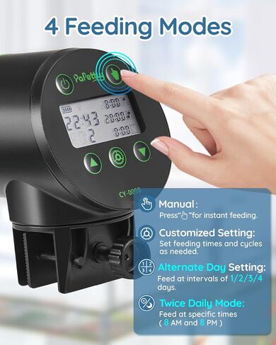Automatic Fish Feeder for Aquarium - Fish Feeder Automatic Dispenser with Feeding Ring, Moisture-Proof Auto Fish Feeder with Timer, Fish Food Vacation Feeder with 2 AAA Batteries Included in Kuwait