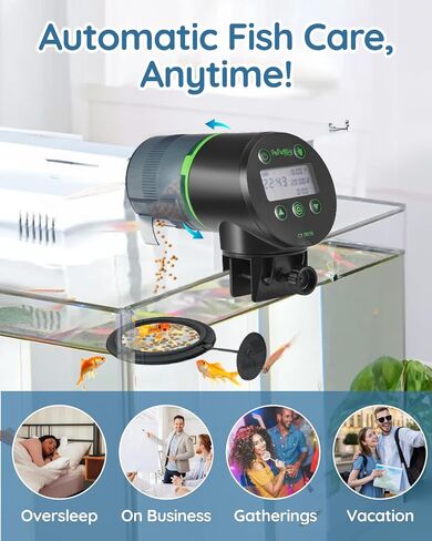 Automatic Fish Feeder for Aquarium - Fish Feeder Automatic Dispenser with Feeding Ring, Moisture-Proof Auto Fish Feeder with Timer, Fish Food Vacation Feeder with 2 AAA Batteries Included in Kuwait