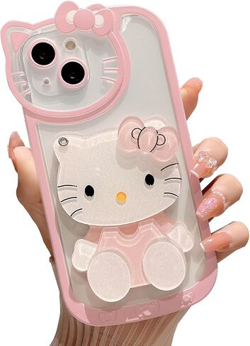 حافظة لهاتف آيفون 14 برو ماكس Kawaiii كارتون وردي مرآة مكياج ناعمة غطاء هاتف واقي غطاء هاتف للفتيات والنساء in Kuwait