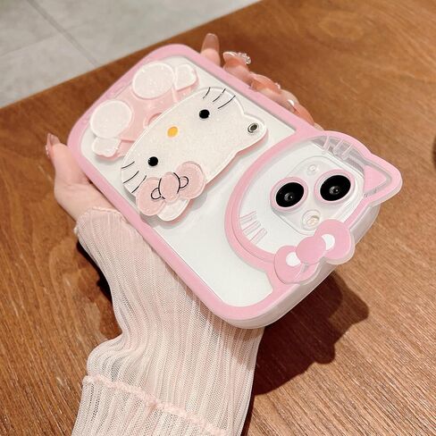 حافظة لهاتف آيفون 14 برو ماكس Kawaiii كارتون وردي مرآة مكياج ناعمة غطاء هاتف واقي غطاء هاتف للفتيات والنساء in Kuwait