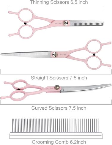 Dog Grooming Scissors Kit, 3 in 1 Dog Grooming Scissors with Safety Tips, Professional Stainless Steel Dog Scissors for Grooming, Pet Grooming Shears for Dog, Cat in Saudi Arabia