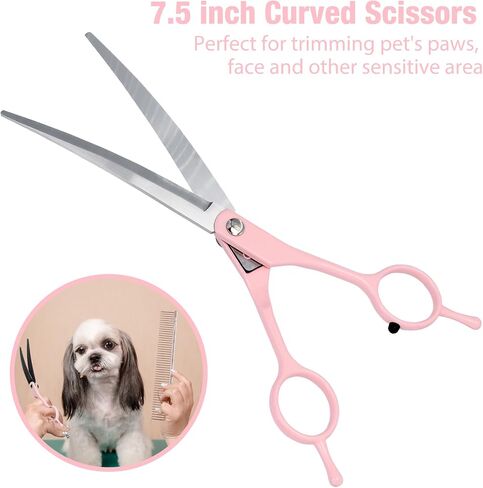 Dog Grooming Scissors Kit, 3 in 1 Dog Grooming Scissors with Safety Tips, Professional Stainless Steel Dog Scissors for Grooming, Pet Grooming Shears for Dog, Cat in Saudi Arabia