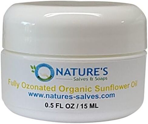 Nature's Salves and Soaps 100% Fully Ozonated Unrefined Organic Sunflower Oil - 2 Oz - * Glass Jar * in Saudi Arabia