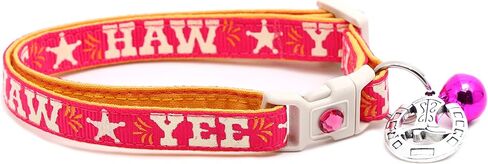 Western Cat Collar - Yee Haw- Safety - Breakaway - Charm and Bell - Pugs2Persians (Large(10lbs & Up), Black) in Saudi Arabia