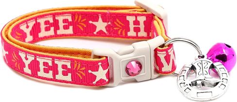 Western Cat Collar - Yee Haw- Safety - Breakaway - Charm and Bell - Pugs2Persians (Large(10lbs & Up), Black) in Saudi Arabia