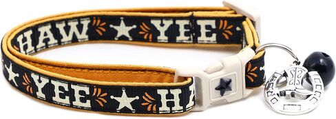 Western Cat Collar - Yee Haw- Safety - Breakaway - Charm and Bell - Pugs2Persians (Large(10lbs & Up), Black) in Saudi Arabia