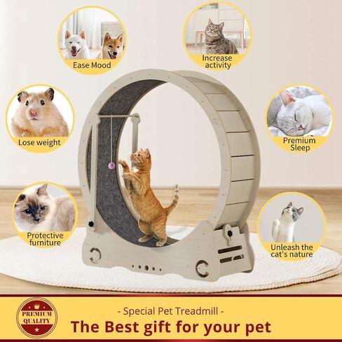 Pet Runner Wheels, Solid Wood Cat Treadmill, Cat Fitness and Weight Loss, with Guide Ball, Easy to Install, Suitable for Indoor pet Fitness and Health, Large Cat Wheels in Saudi Arabia