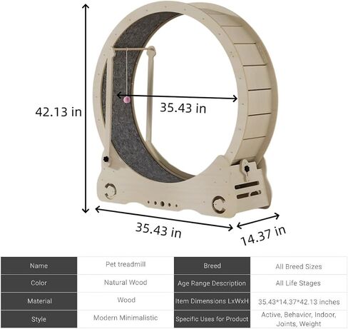 Pet Runner Wheels, Solid Wood Cat Treadmill, Cat Fitness and Weight Loss, with Guide Ball, Easy to Install, Suitable for Indoor pet Fitness and Health, Large Cat Wheels in Saudi Arabia