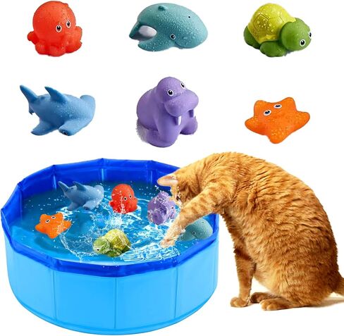 Cat Fish Toy with Pool - Cat Pool with Interactive Fish Toys, Water Fish Toy for Cats, Cute Cat Toys, Cat Interactive Toys with 6 pcs Fish, Cat Enrichment Toys for Indoor Cats in Saudi Arabia