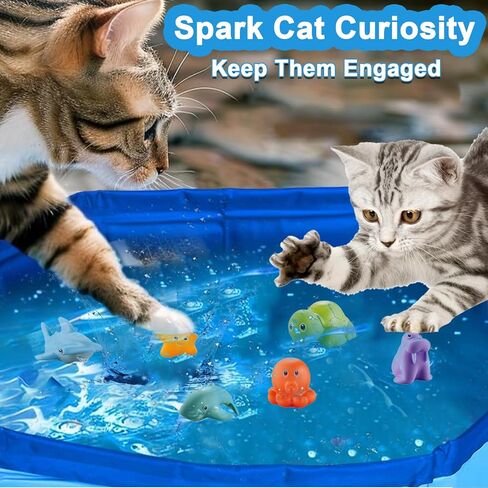 Cat Fish Toy with Pool - Cat Pool with Interactive Fish Toys, Water Fish Toy for Cats, Cute Cat Toys, Cat Interactive Toys with 6 pcs Fish, Cat Enrichment Toys for Indoor Cats in Saudi Arabia