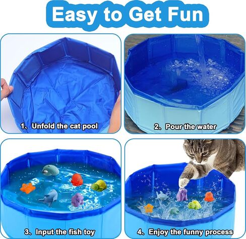 Cat Fish Toy with Pool - Cat Pool with Interactive Fish Toys, Water Fish Toy for Cats, Cute Cat Toys, Cat Interactive Toys with 6 pcs Fish, Cat Enrichment Toys for Indoor Cats in Saudi Arabia
