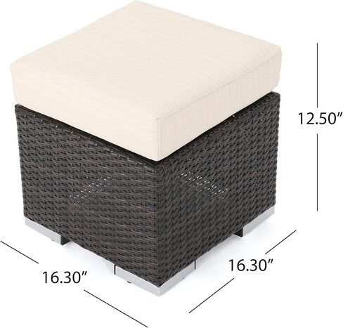 كريستوفر نايت هوم مقعد عثماني من سانتا روزا للاستخدام الخارجي مقاس 16 انش مع وسادة مقاومة للماء، بني متعدد / بيج in Kuwait