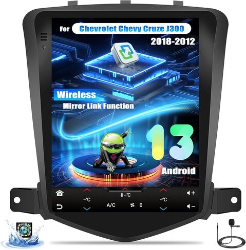 ستيريو سيارة Android 13 لسيارة شيفروليه تشيفي كروز J300 2018-2012 مع Carplay Android Auto، راديو سيارة بشاشة لمس عالية الدقة 9.7 بوصة مع رابط مرآة/GPS/WiFi/FM/RDS بلوتوث SWC+كاميرا احتياطية [1+32G] in Saudi Arabia