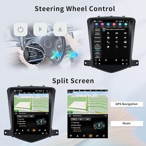 ستيريو سيارة Android 13 لسيارة شيفروليه تشيفي كروز J300 2018-2012 مع Carplay Android Auto، راديو سيارة بشاشة لمس عالية الدقة 9.7 بوصة مع رابط مرآة/GPS/WiFi/FM/RDS بلوتوث SWC+كاميرا احتياطية [1+32G] in Saudi Arabia