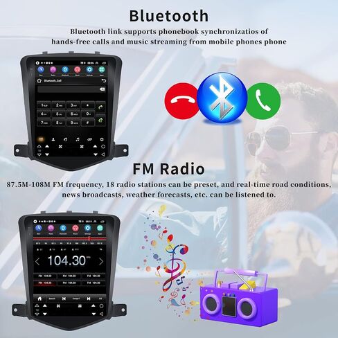 ستيريو سيارة Android 13 لسيارة شيفروليه تشيفي كروز J300 2018-2012 مع Carplay Android Auto، راديو سيارة بشاشة لمس عالية الدقة 9.7 بوصة مع رابط مرآة/GPS/WiFi/FM/RDS بلوتوث SWC+كاميرا احتياطية [1+32G] in Saudi Arabia